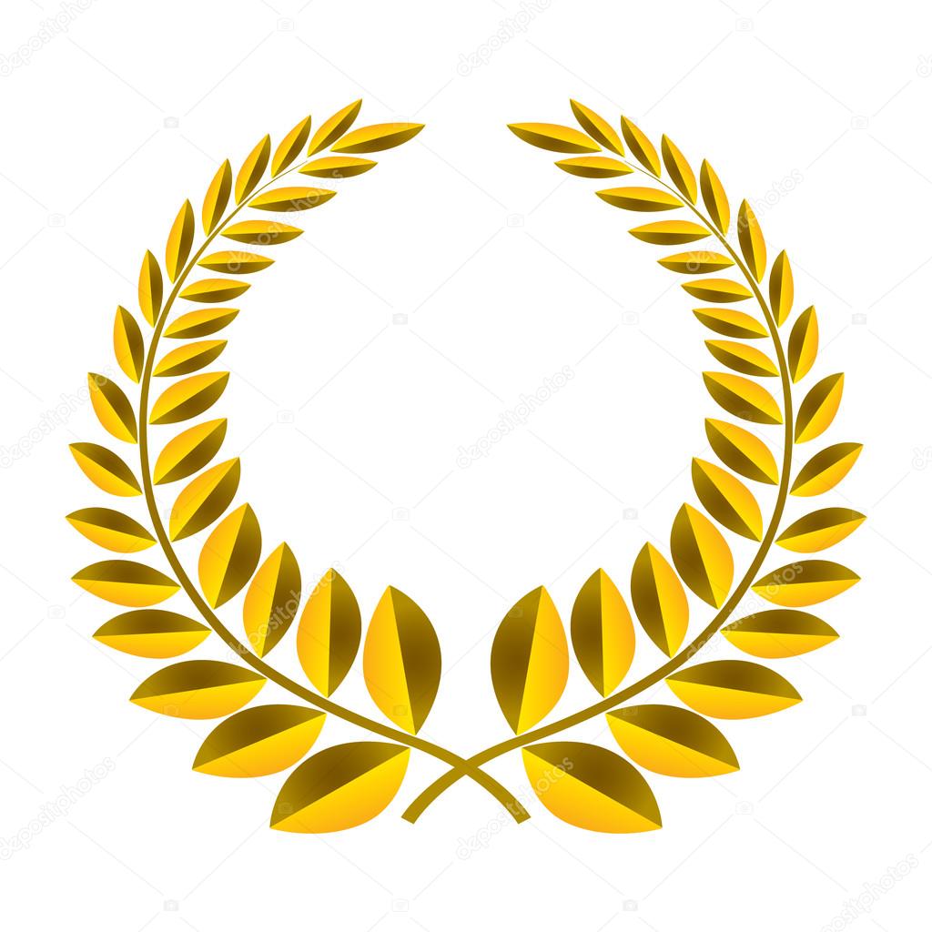 Gold laurel wreath isolated icon