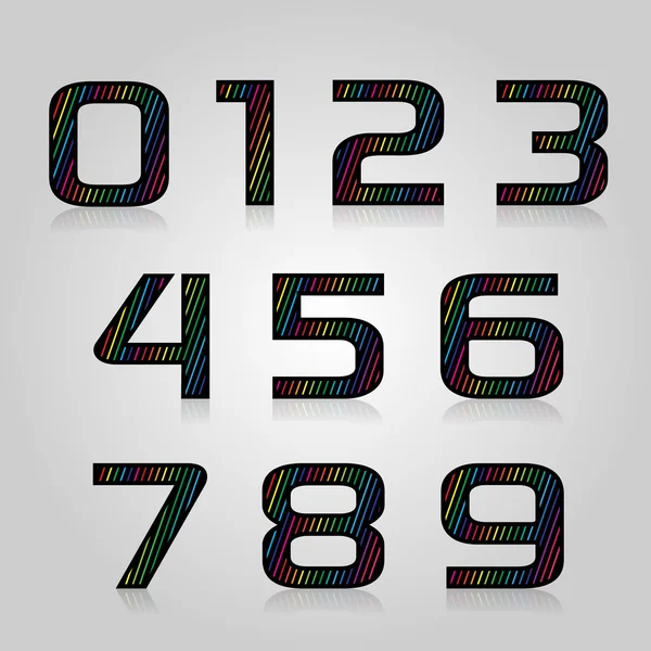 Vector set retro style color numbers — Stock Vector