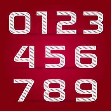 Vector set retro style white Numbers