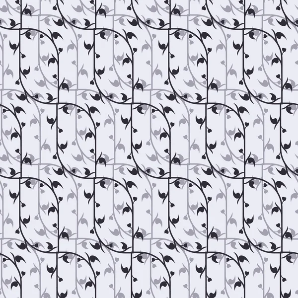 Damas motif sans couture avec des feuilles — Image vectorielle