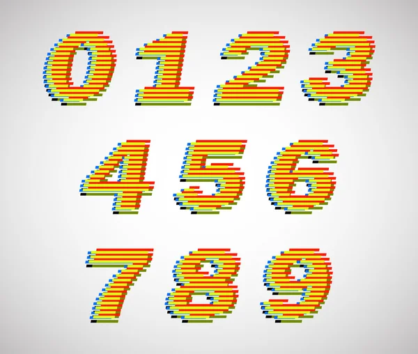 Colorful lines vector numbers — Stock Vector