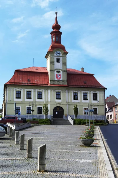 Hôtel Ville Avec Tour Horloge Hlinsko Région Vysocina République Tchèque — Photo