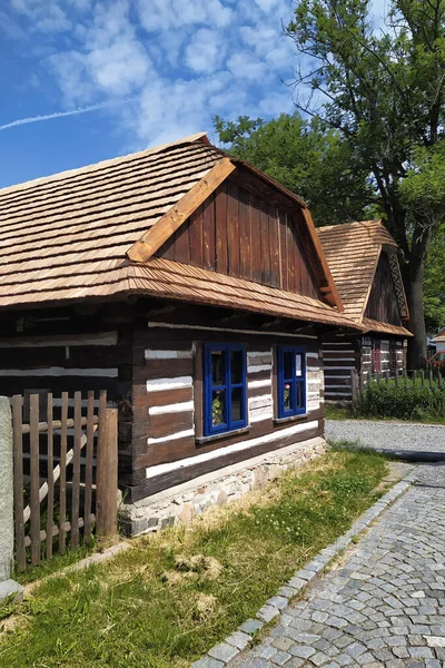 Många Gamla Trähus Betlem Folkarkitektur Monument Reservat Hlinsko Vysocina Regionen Stockfoto