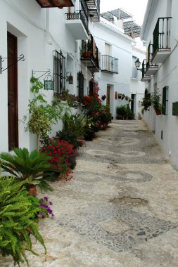 Geleneksel İspanyolca Frigiliana Köyü beyaz