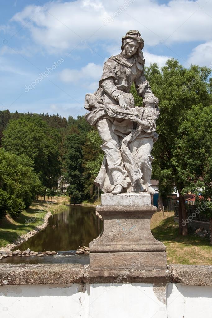 Baroque statue of St. Anna and Mary on a bridge in Namest nad Oslavou