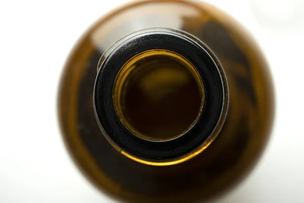 Macro Photo Top Brown Bottle Taken White Background — 스톡 사진