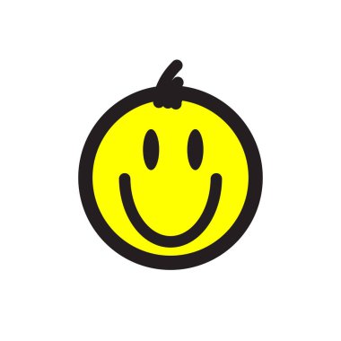 Gülen surat. Komik kaküllü gülen surat.