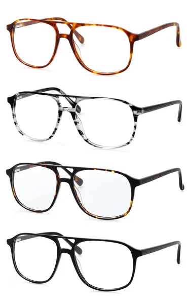 Ensemble de lunettes isolées sur fond blanc, en différentes couleurs — Photo