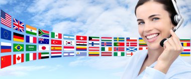 iletişim, müşteri servisi operatör kadın kulaklık gülümseyen