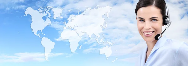 iletişim, müşteri servisi operatör kadın kulaklık gülümseyen