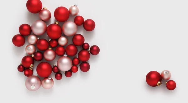 Christmas Decorations Pile Glass Red Colored Balls Isolated White Useful — Stock Photo, Image