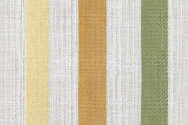 Kumaş kumaş bezi. Pamuk arka plan. Detaylar elbise veya diğer modern moda tekstil baskıları için. Yeşil, gri ve turuncu çizgili tasarım.