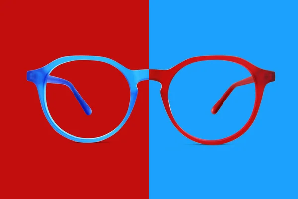 Red Blue Plastic Color Eye Glasses Isolated Background Ideal Photo — Stock Photo, Image