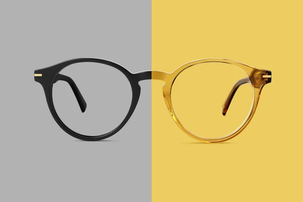 Beige Und Schwarze Kunststoffbrille Isoliert Auf Hintergrund Ideale Fotomontage Für — Stockfoto