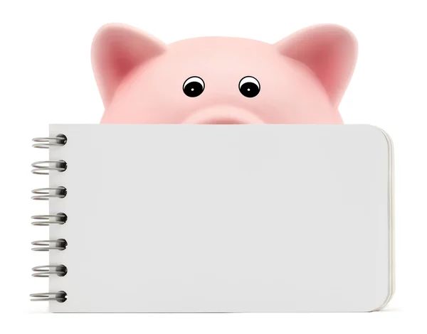 Piggy bank met witte blok notes — Stockfoto