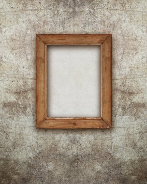 ahşap fotoğraf çerçevesi harap etkileri duvar üzerinde boş 