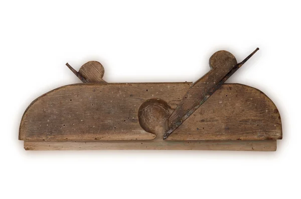 Old carpenter tool planer, isolated on white background — Stock Photo, Image