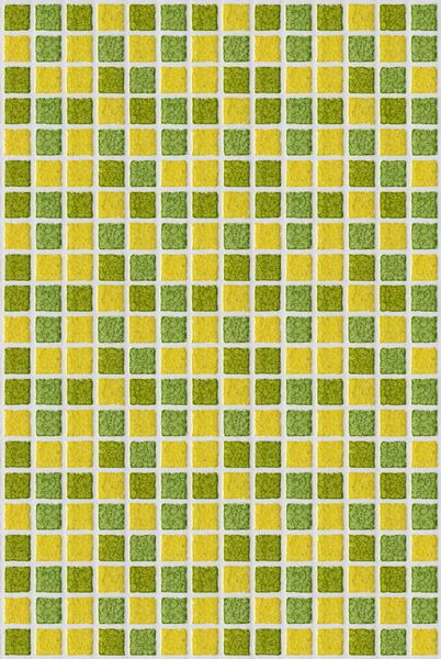 Azulejo mosaico cuadrado verde amarillo textura fondo — Foto de Stock