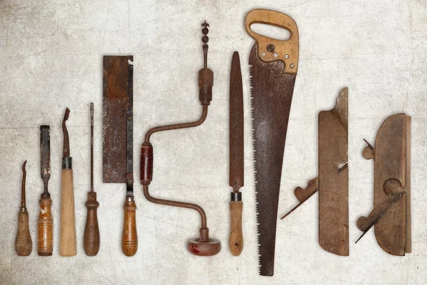 Composition of old tools for wood — Stock Photo, Image