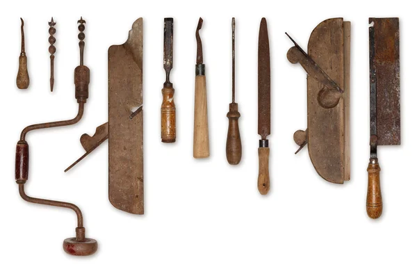 Composition of old tools for wood — Stock Photo, Image