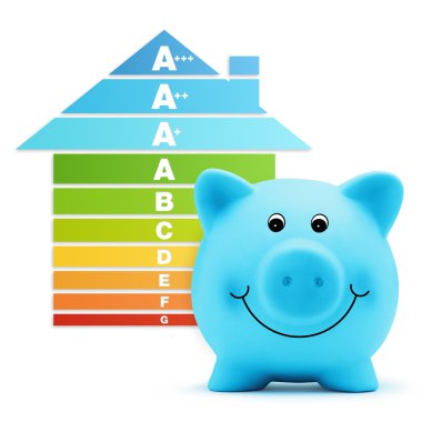 Enerji sınıfı ölçek tasarruf verimliliği piggy banka ev