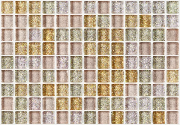 Mattonelle mosaico quadrato decorato con glitter texture dorata sfondo — Foto Stock