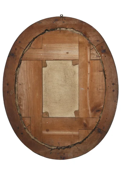 Back of old wooden picture frame on white — Stock Photo, Image