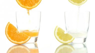 Portakal suyu limon cam içine döktü