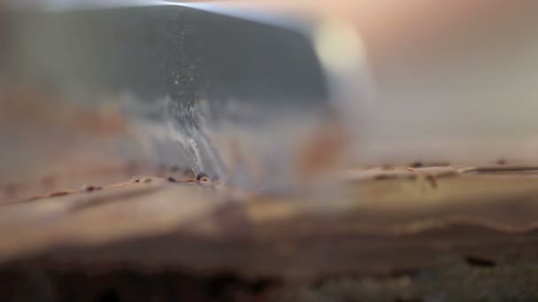 Руки кондитер порции саше торт — стоковое видео