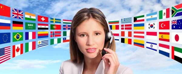 Call center operator international contact — Stock Photo, Image