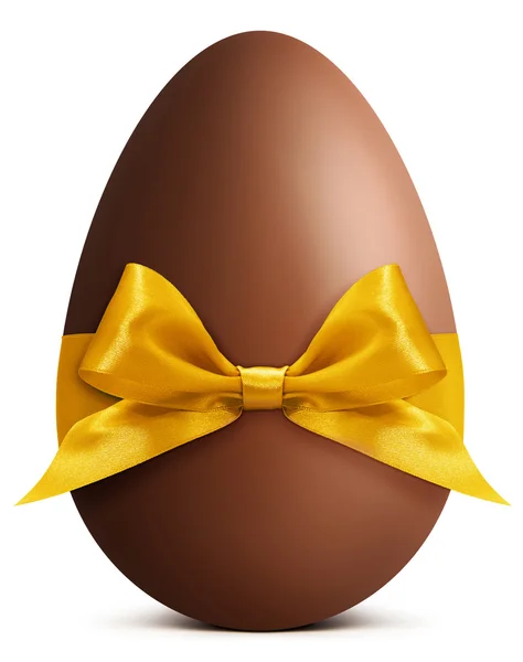 Påsk choklad ägg med gyllene band rosett — Stockfoto