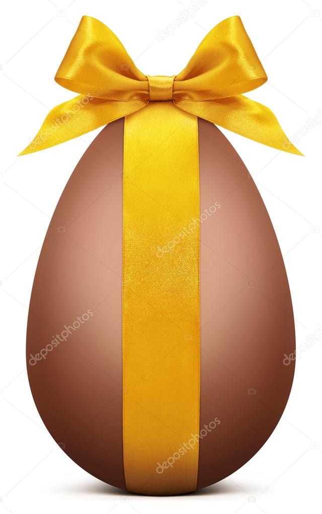 Easter chocolate egg with golden ribbon bow