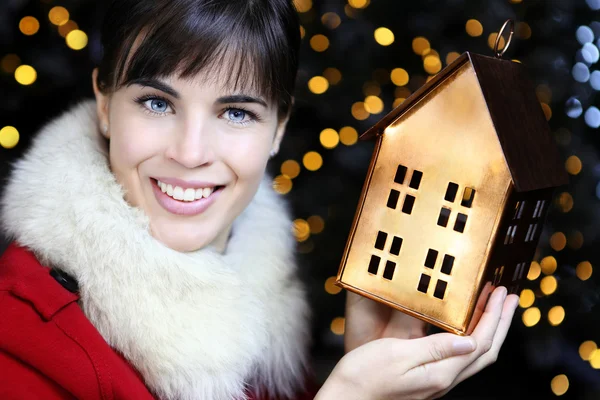 Navidad mujer compras decoración del hogar —  Fotos de Stock