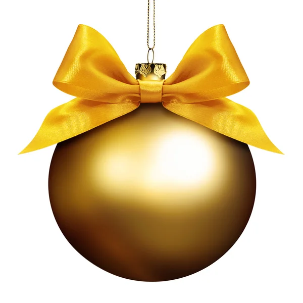 Рождественский золотой шар на белом фоне — стоковое фото