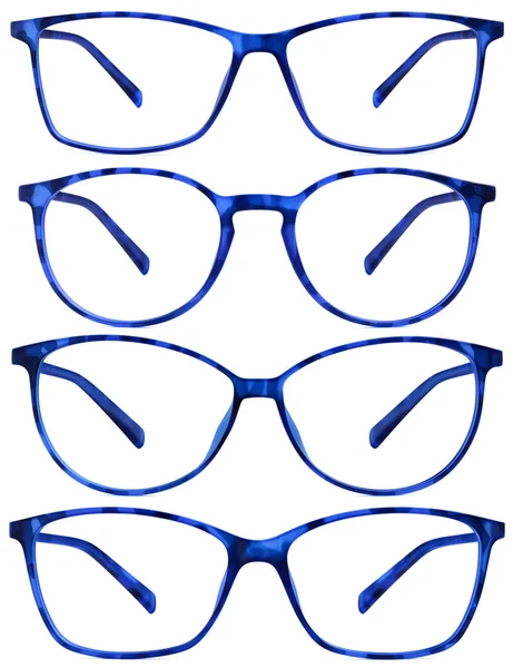 Beyaz arka plan üzerinde izole mavi benekli gözlük — Stok fotoğraf