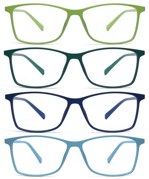 ホワイト バック グラウンド、グリーン、青、色分離のメガネ — ストック写真
