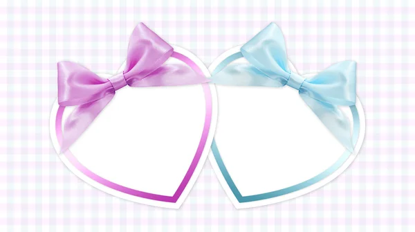 Shapes of hearts with pink and blue ribbon bow — Stock Photo, Image