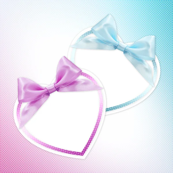 Shapes of hearts with pink and blue ribbon bow — Stock Photo, Image