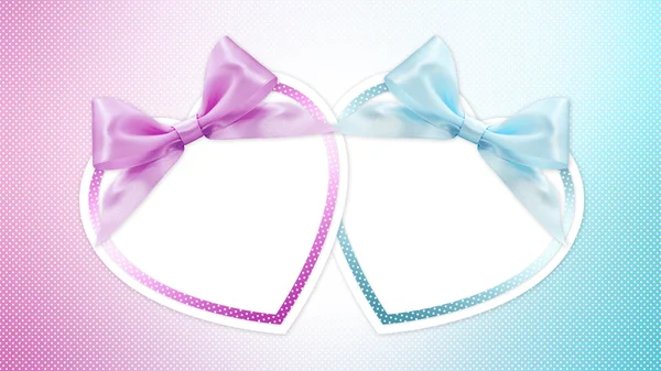 Shapes of hearts with pink and blue ribbon bow — Stock Photo, Image