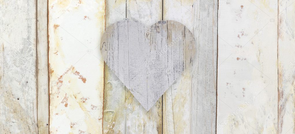 heart shape on wood planks grunge texture background