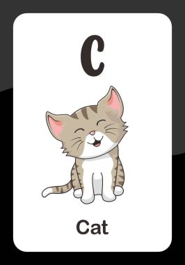 Hayvan alfabesi flaş kartı - Kedi için C