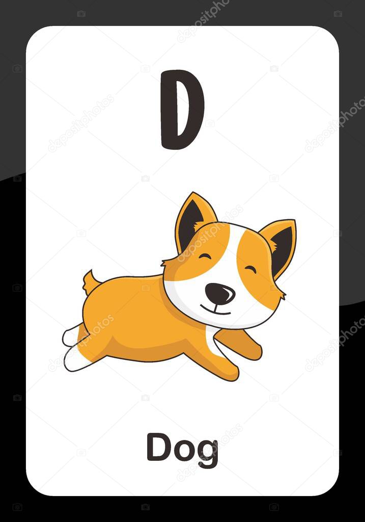 Animal Alphabet Flash Card - D for Dog Vector Image