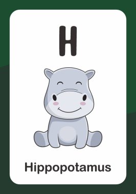 Hayvan Alfabesi Flash Kartı - Hippopotamus 'un H' si