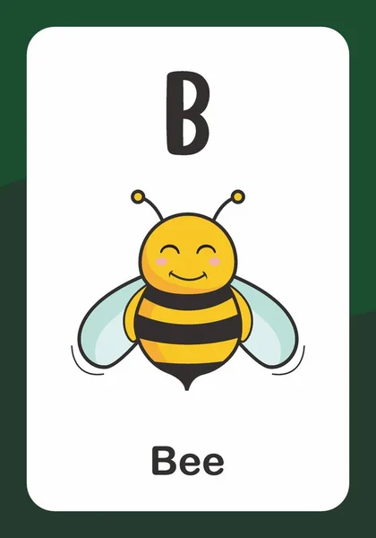 Nimal Alphabet Flash Card Για Μέλισσα — Διανυσματικό Αρχείο