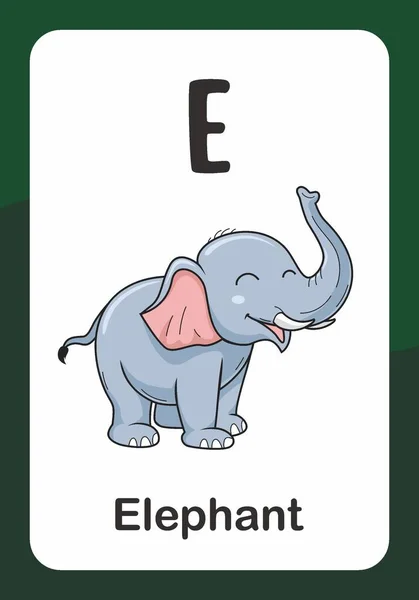 Animal Alphabet Flash Card Για Ελέφαντες — Διανυσματικό Αρχείο