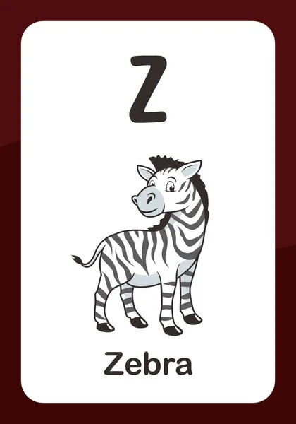 Animal Alphabet Flashcard Για Ζέβρα — Διανυσματικό Αρχείο