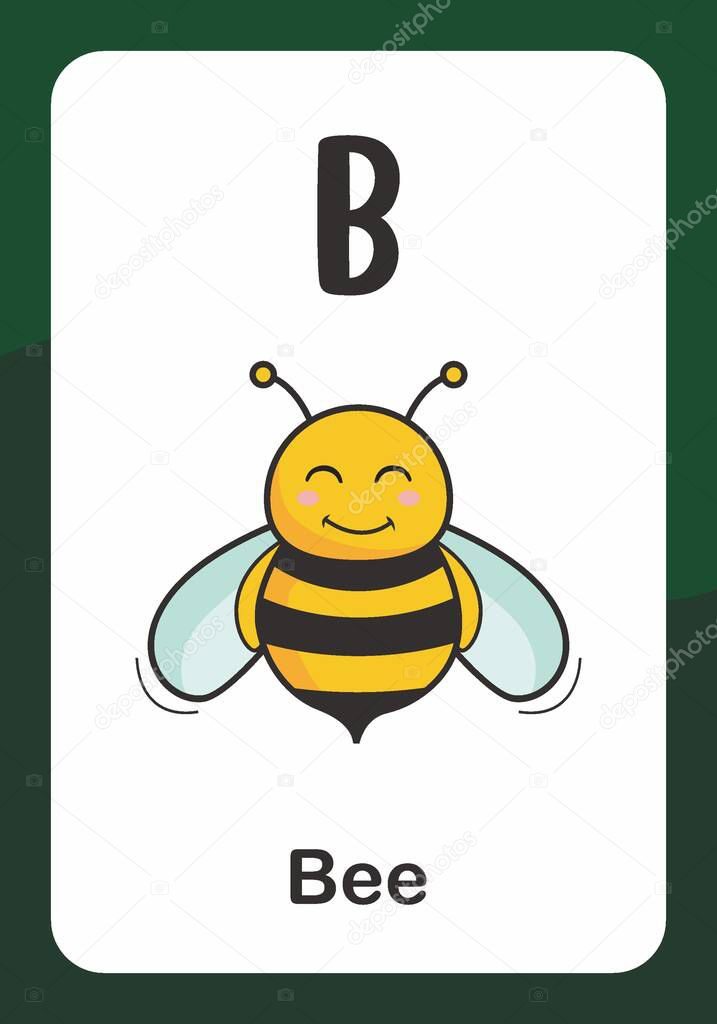 nimal Alphabet Flash Card - B for Bee
