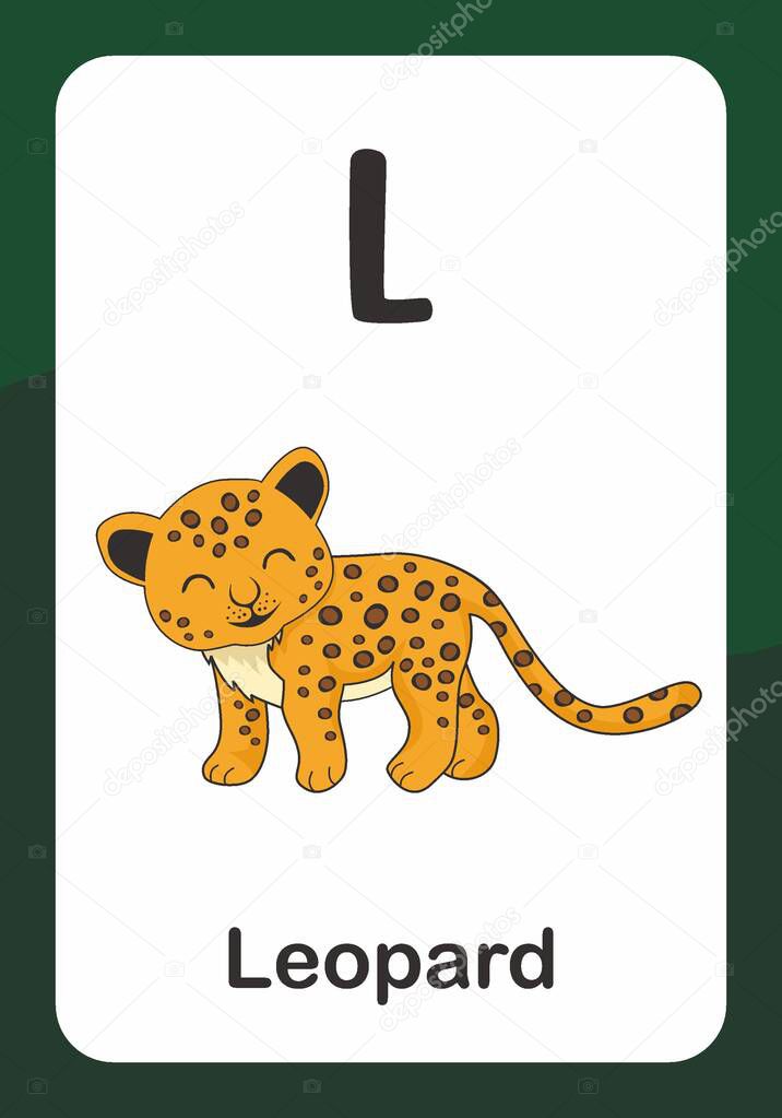 Animal Alphabet Flash Card - L for Leopard
