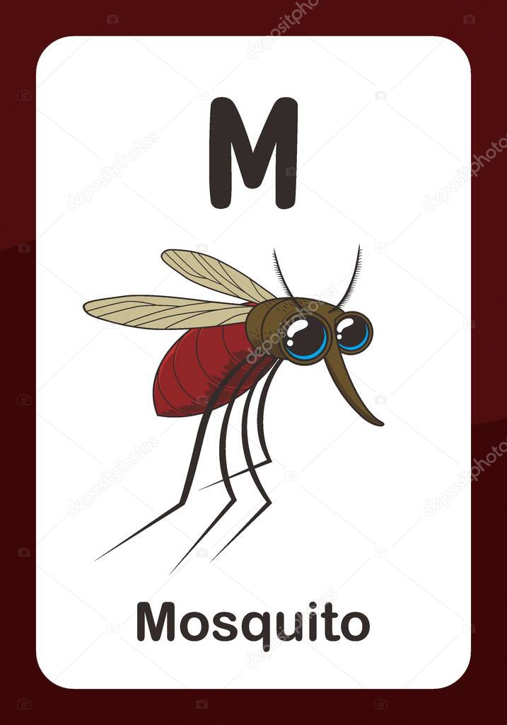 Animal Alphabet Flashcard - M for Mosquito