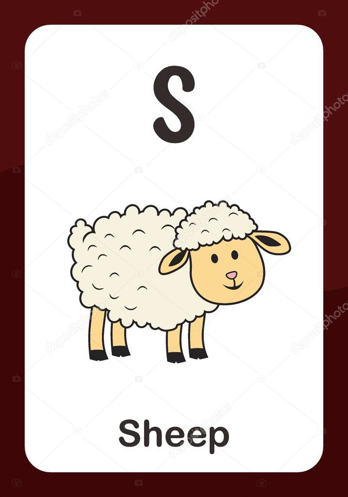 Animal Alphabet Flashcard - S for Sheep